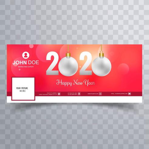 Bannière de couverture des médias sociaux du nouvel an 2020 avec des décorations de Noël vecteur