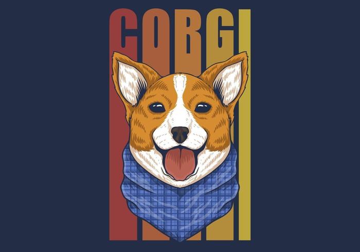 Chien Corgi avec un design coloré de bandana vecteur