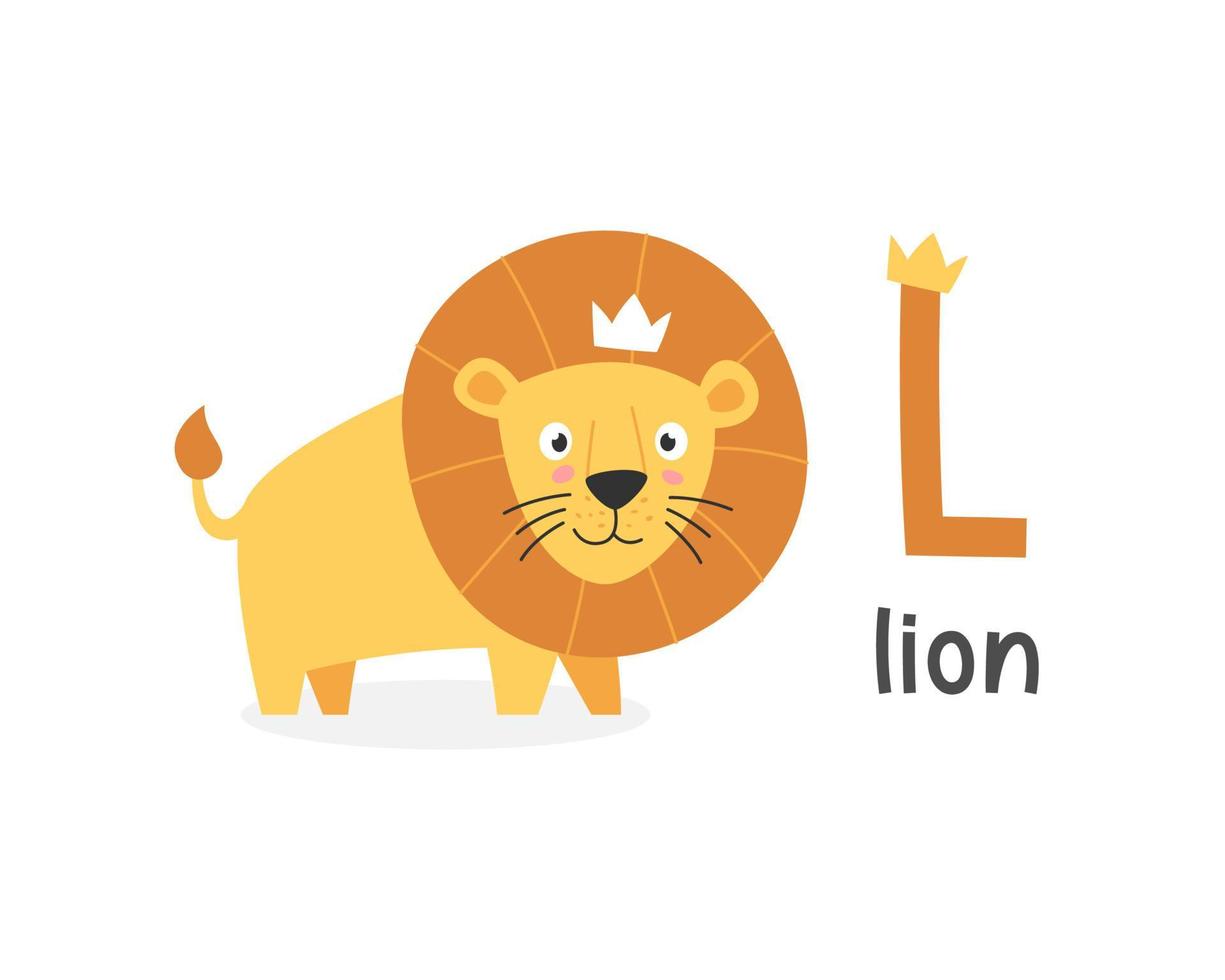 illustration vectorielle de la lettre de l'alphabet l et lion vecteur