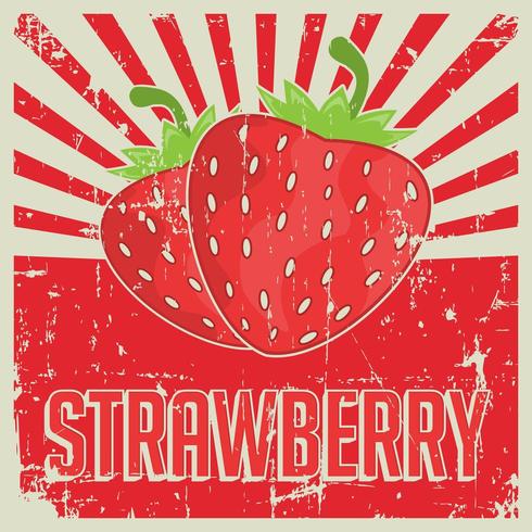 Signalisation rétro vintage aux fraises vecteur