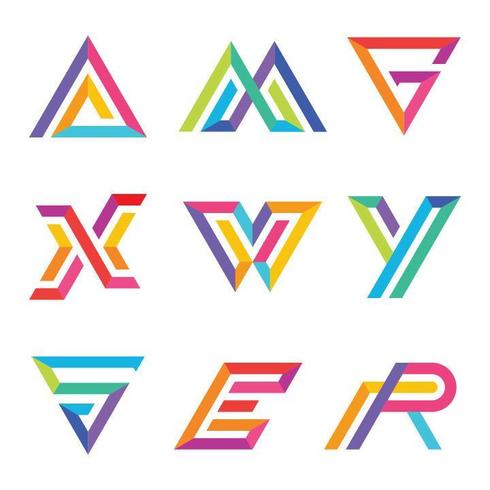 Ensemble de lettres de typographie colorée vecteur