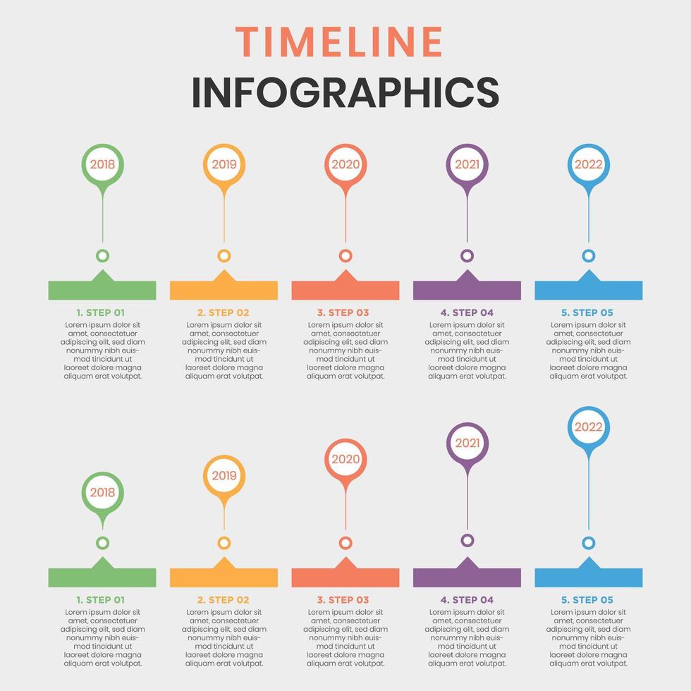 Timeline infographic 5 labels vecteur