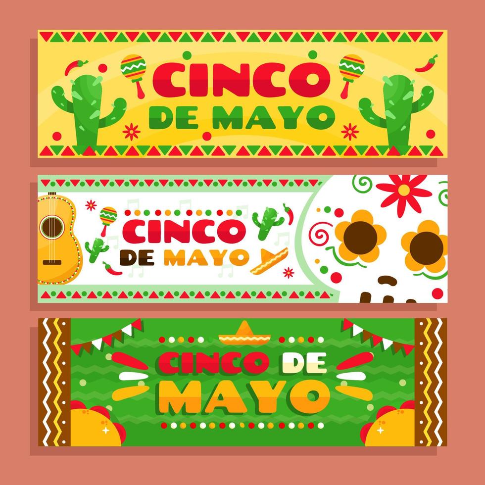 bannières de célébration de cinco de mayo vecteur