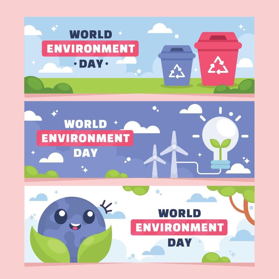 bannières de la journée mondiale de l'environnement vecteur