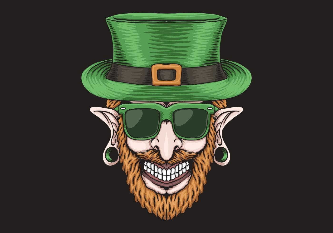 Leprechaun avec la tête de perçage conception de la Saint-Patrick vecteur