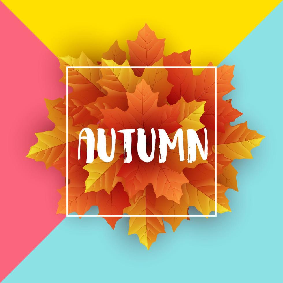 modèle de flyer de feuilles d'automne avec lettrage vecteur