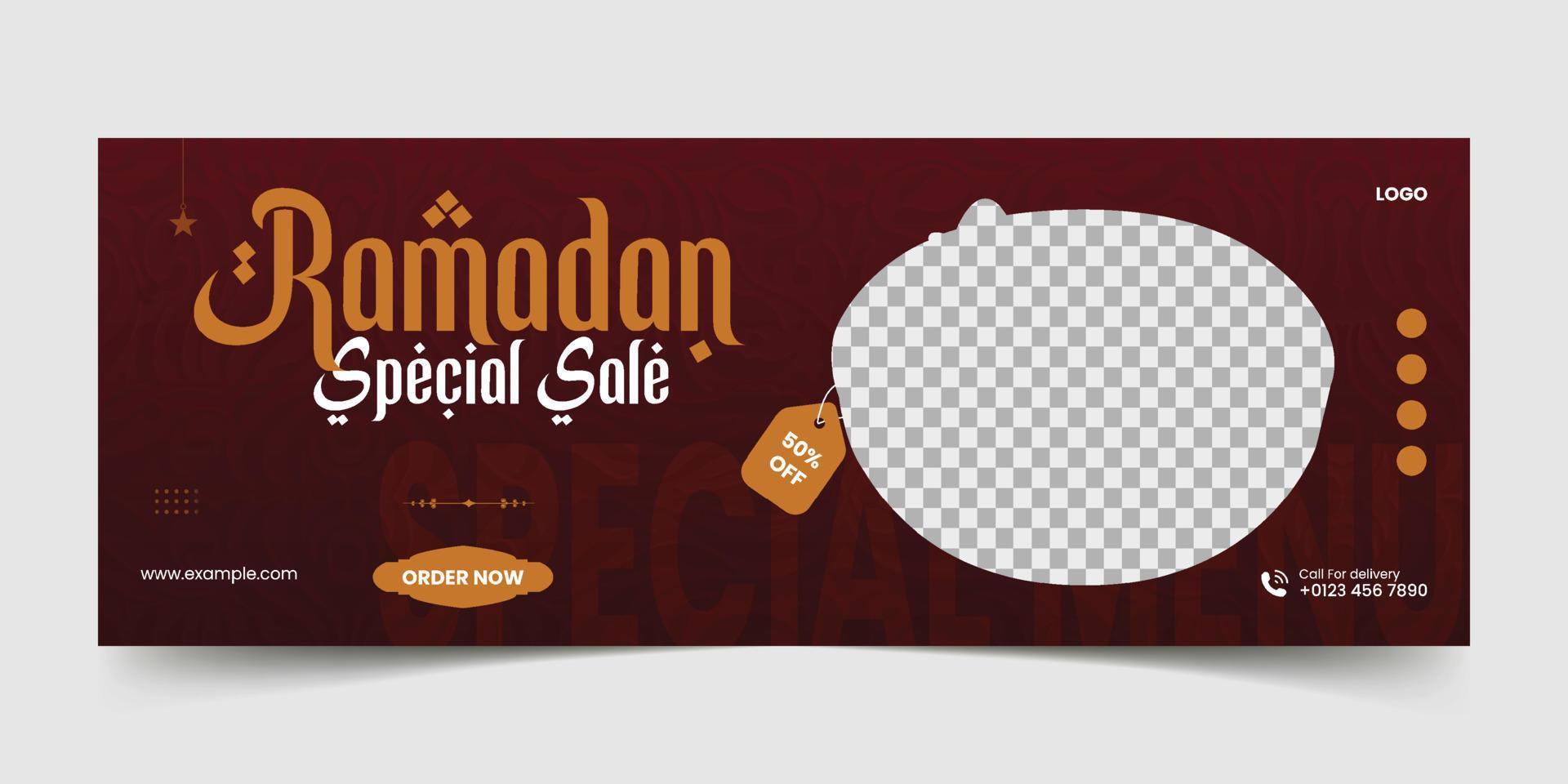 menu alimentaire publication sur les réseaux sociaux et histoire pour le ramadan kareem vecteur