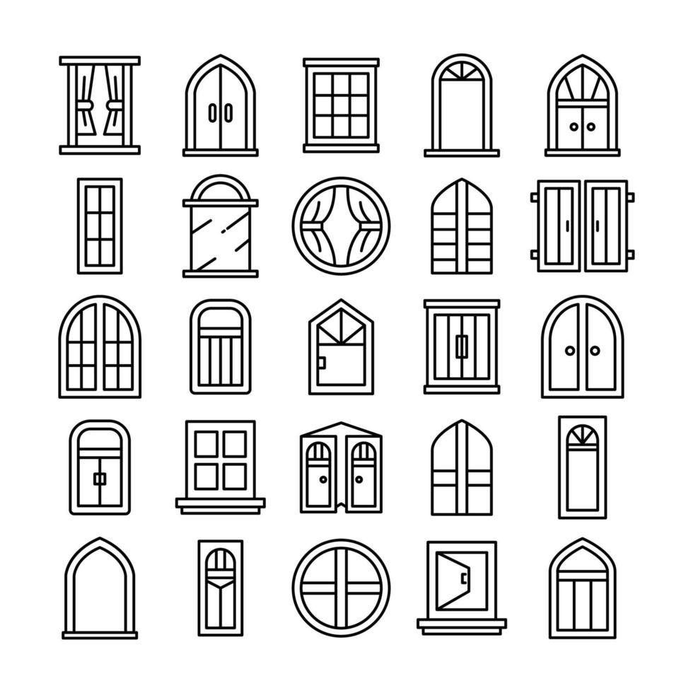icônes de ligne de fenêtre vecteur
