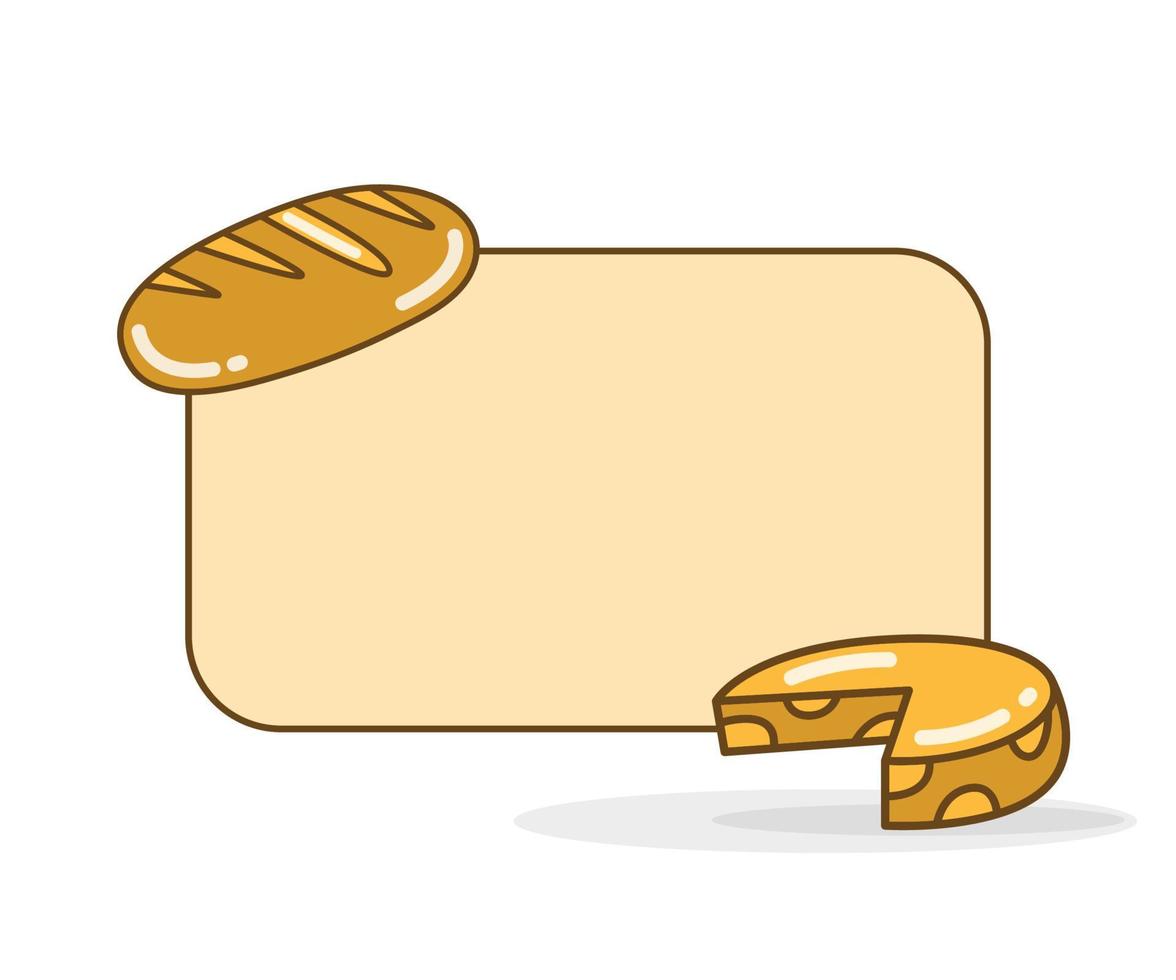 note de mémo vierge avec illustration d'icône de fromage et de pain vecteur