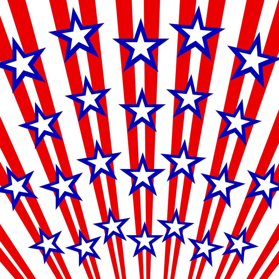 fond patriotique avec étoiles et rayures. rouge, bleu, blanc. toile de fond de drapeau américain. comme impression, motif, papier numérique. illustration vectorielle. Concept du 4 juillet. vecteur