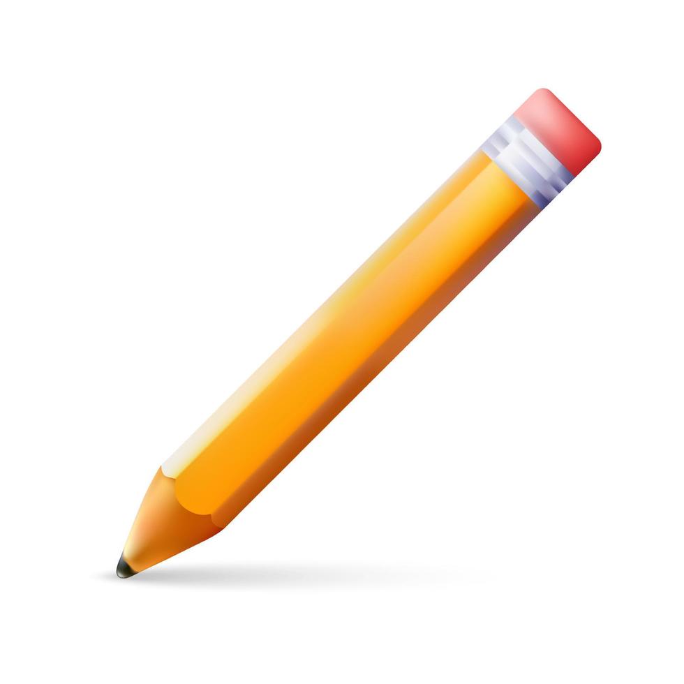 icône de vecteur de crayon simple, jolie illustration 3d. papeterie, fournitures scolaires