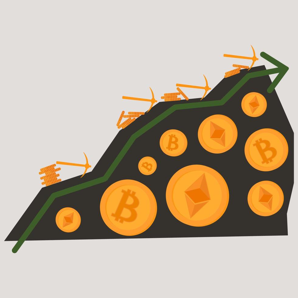 illustration vectorielle de crypto-monnaie minière vecteur
