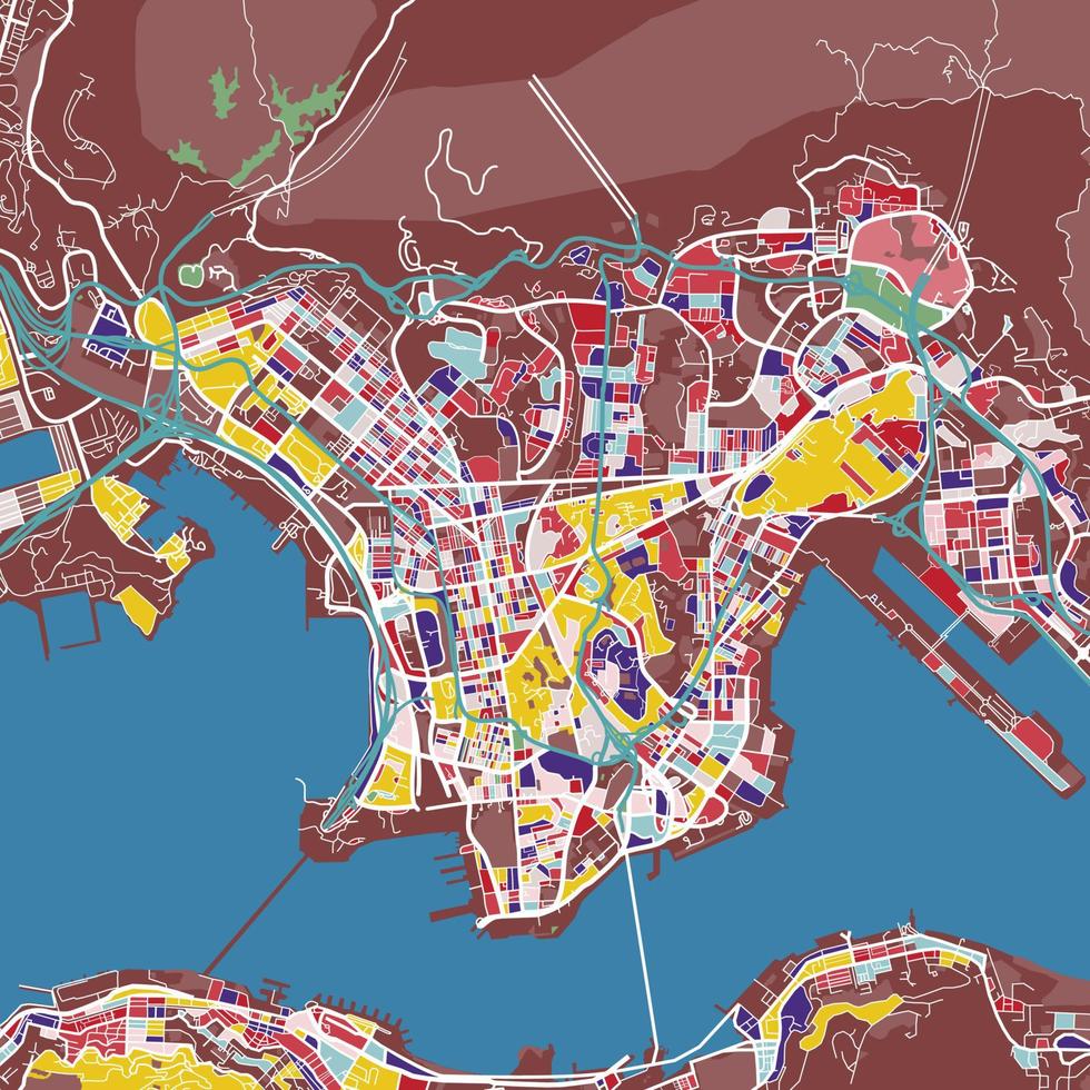 art de la carte des rues de hong kong vecteur