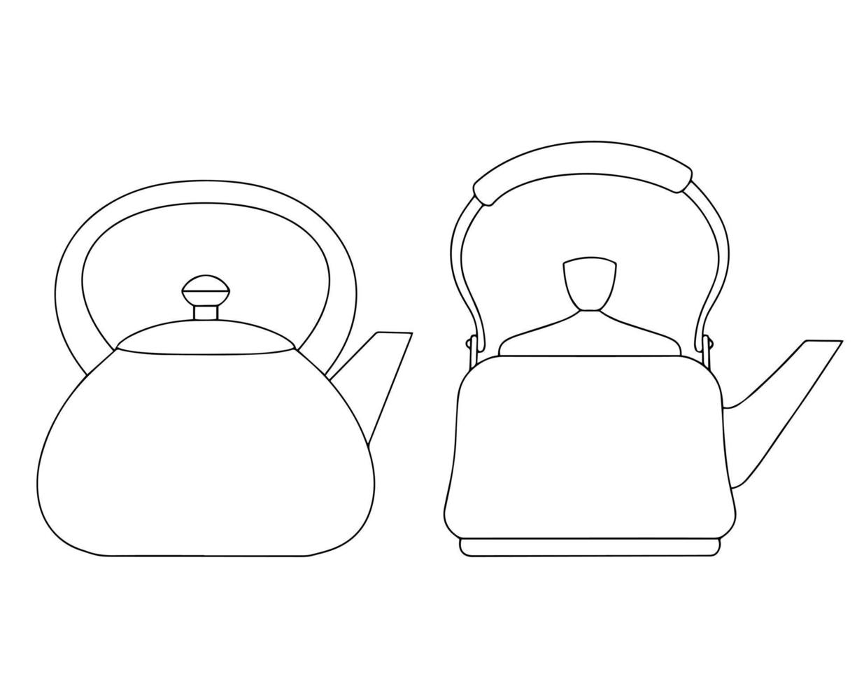 collection de théières de contour. élément de conception vecteur