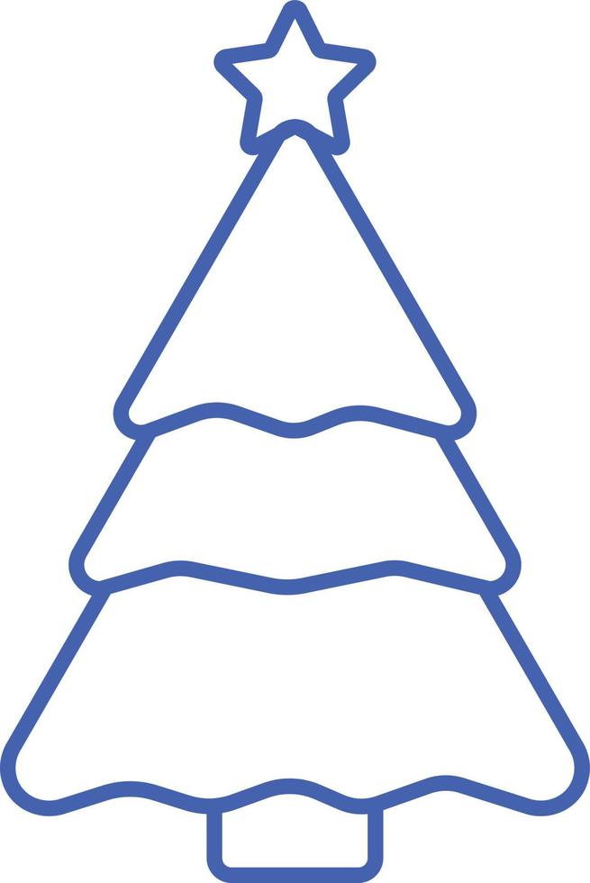 L'icône de l'arbre de Noël contour bleu vecteur