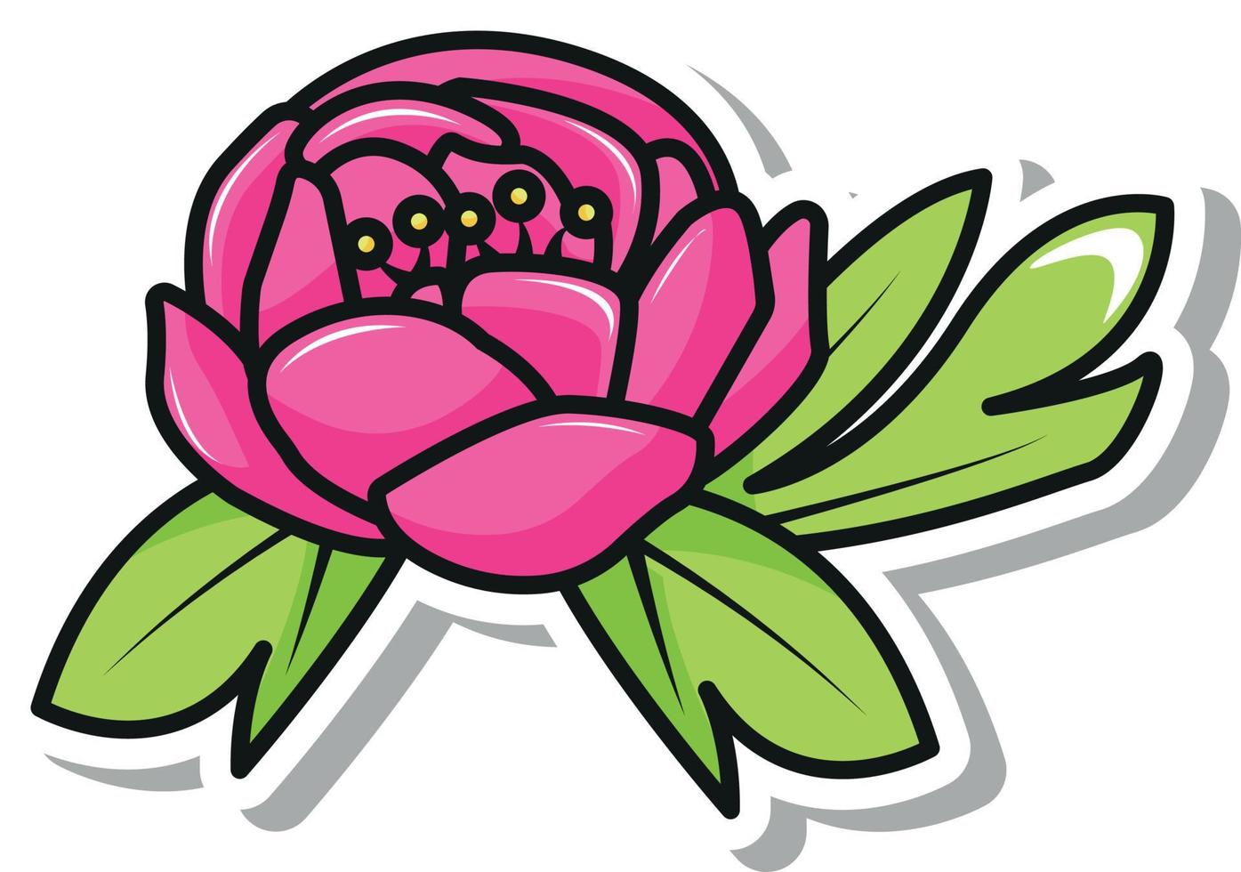 fleur de pivoine rose dans un style pop art vecteur