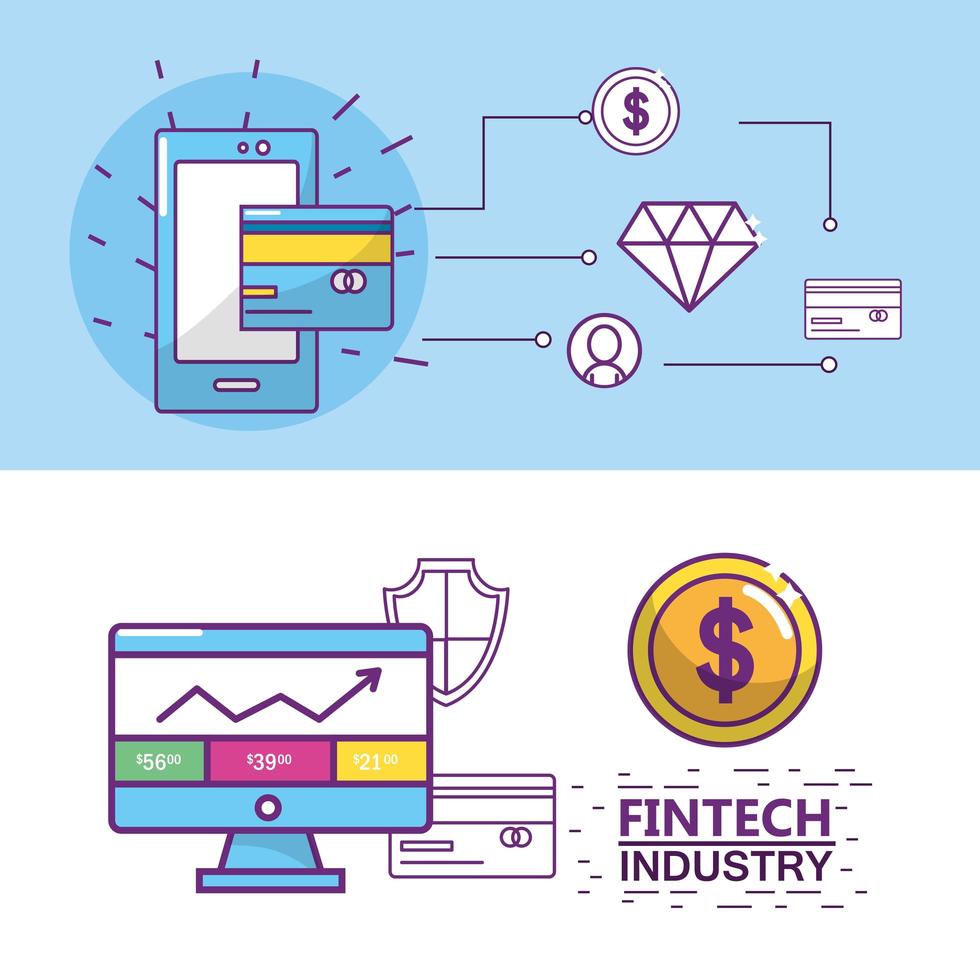 Conception de l&#39;industrie Fintech vecteur