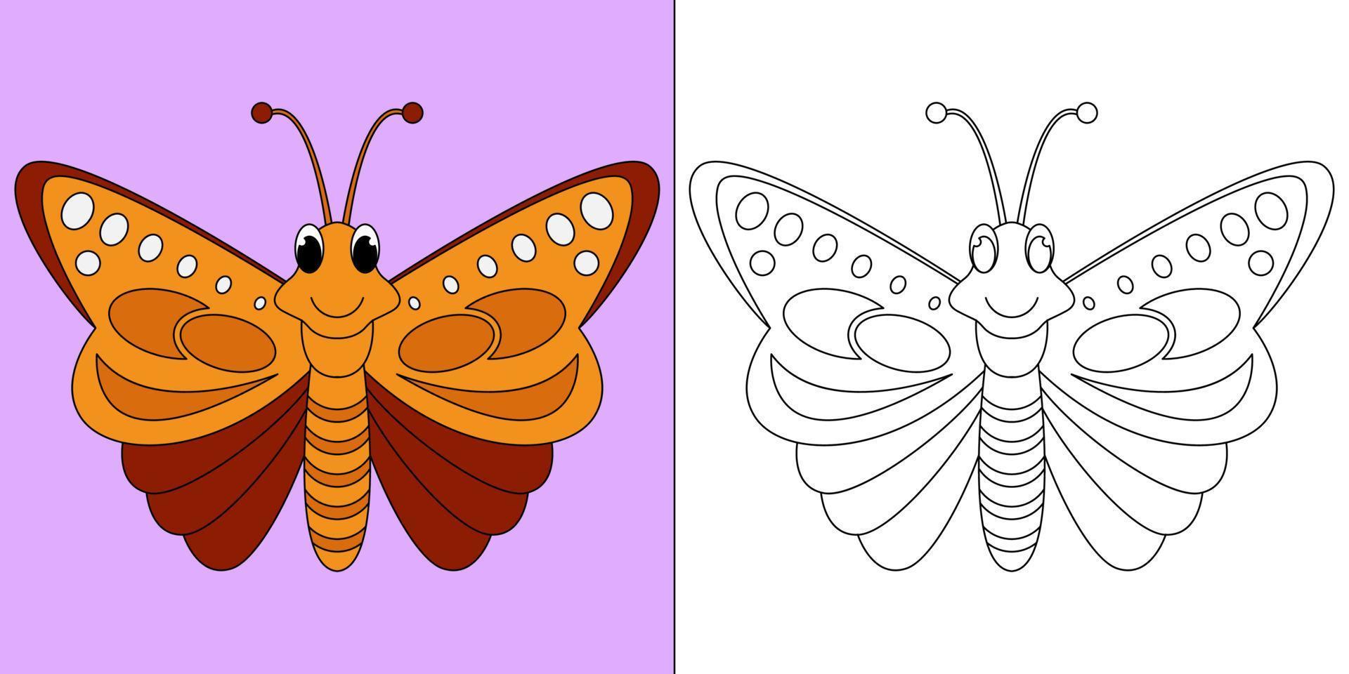 beau papillon adapté à l'illustration vectorielle de la page de coloriage pour enfants vecteur