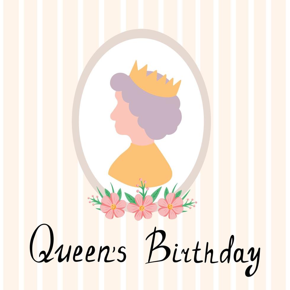 anniversaire de la reine, silhouette de femme. jubilé de platine de la reine. couronne comme symbole du royaume. illustration pour l'impression, les arrière-plans, les cartes de voeux, les affiches, les autocollants et le textile. vecteur