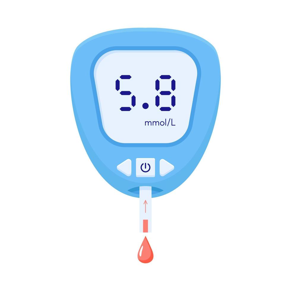 glucomètre portable avec des valeurs normales. test de glycémie. lectures de glycémie. contrôle et diagnostic du diabète. appareils de mesure médicale. illustration vectorielle vecteur