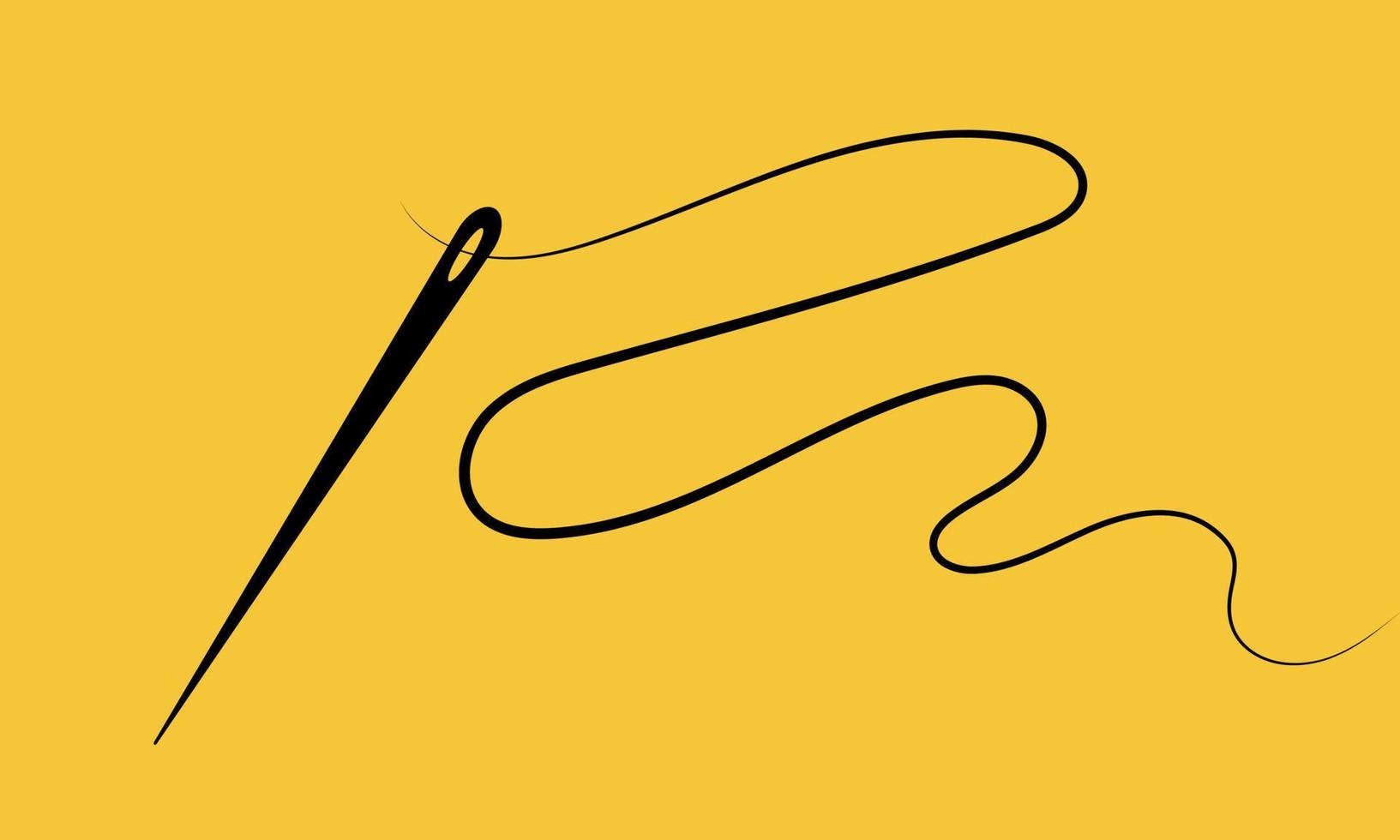 concept d'art de ligne d'aiguille sur mesure. illustration vectorielle sur fond jaune vecteur