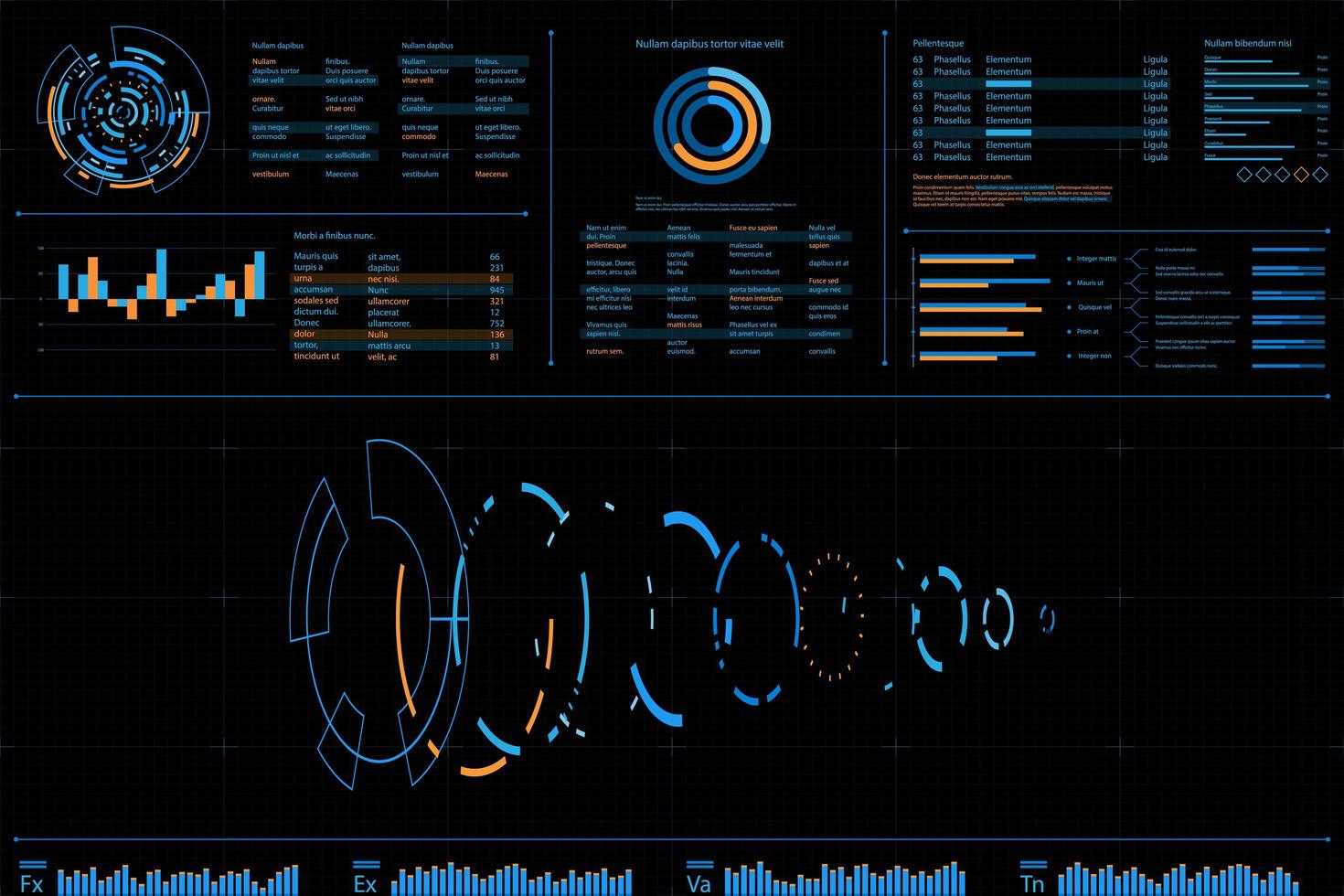 Tableau de bord de données futuristes avec Spiral Design vecteur