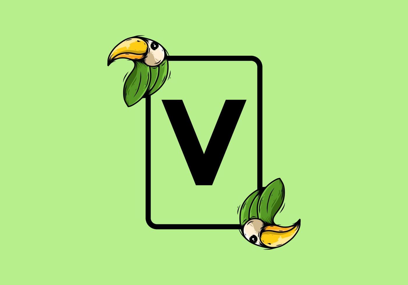 oiseau vert avec lettre initiale v vecteur