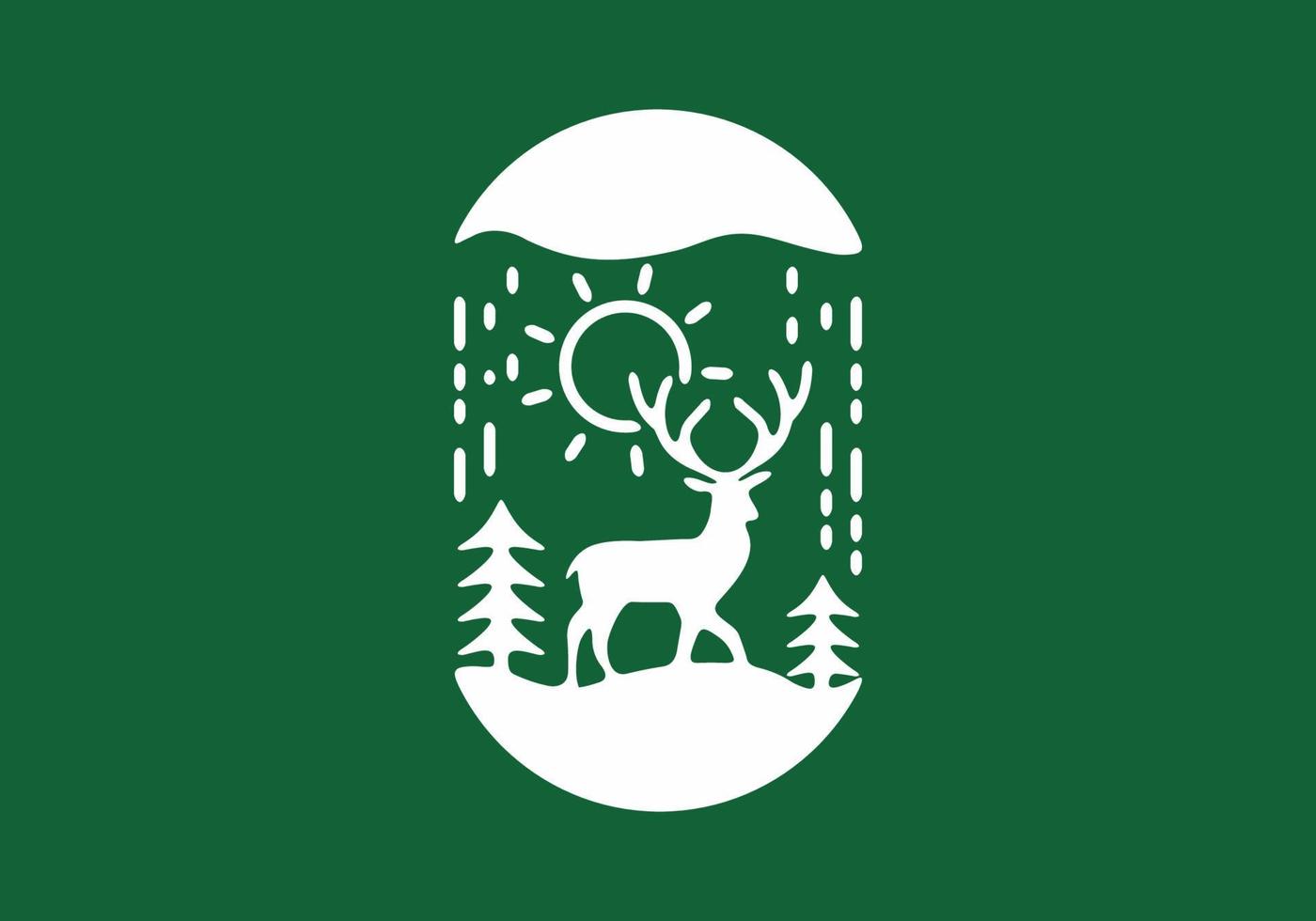 illustration d'insigne de cerf de pluie blanc vert vecteur