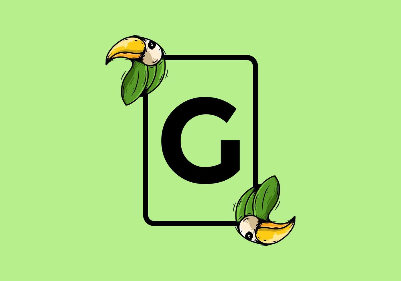 oiseau vert avec lettre initiale g vecteur