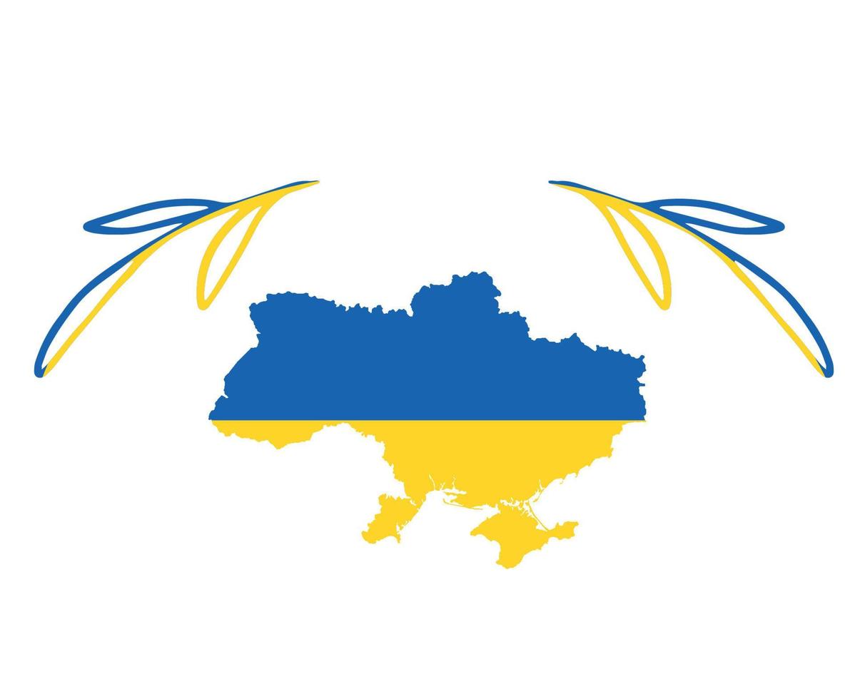 ukraine carte symbole drapeau emblème national europe abstract vector illustration design