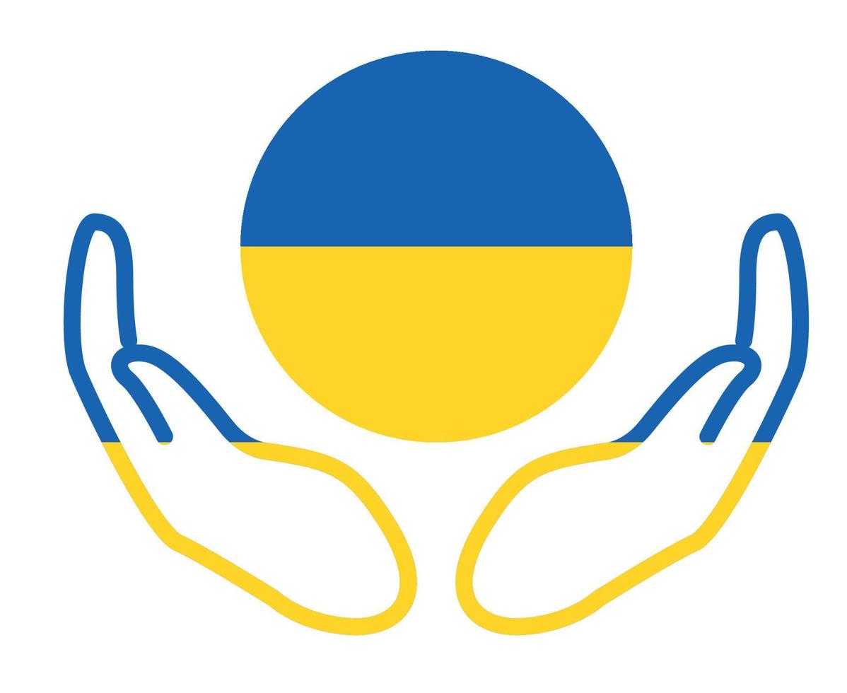 conception ukraine drapeau icône emblème avec les mains symbole national de l'europe illustration vectorielle abstraite vecteur