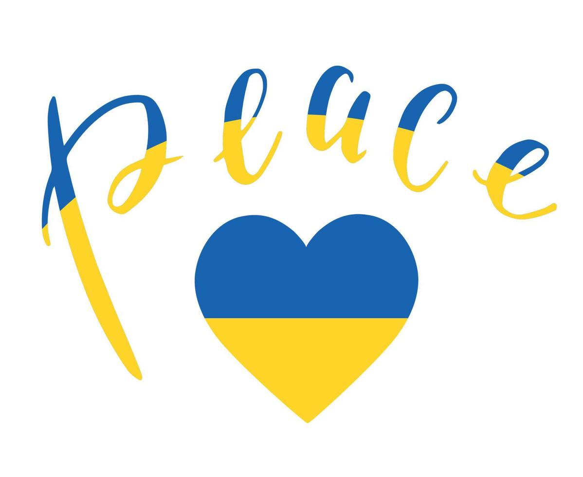 Emblème de coeur du drapeau de l'ukraine et carte de l'europe nationale symbole abstrait conception d'illustration vectorielle vecteur