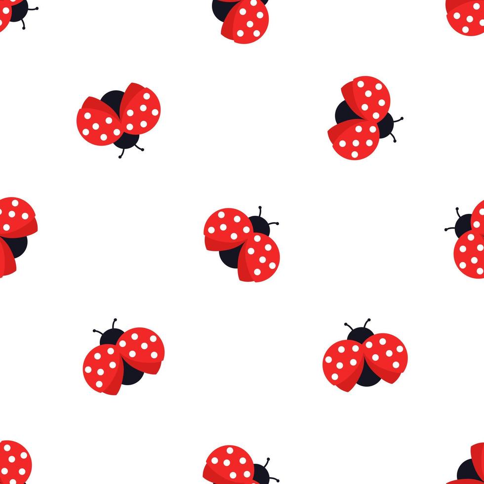 coccinelle mignonne avec fond de motif sans couture coeurs. modèle sans couture de coléoptères rouges. coccinelles de dessin animé avec des coeurs sur fond blanc. design d'été moderne vecteur