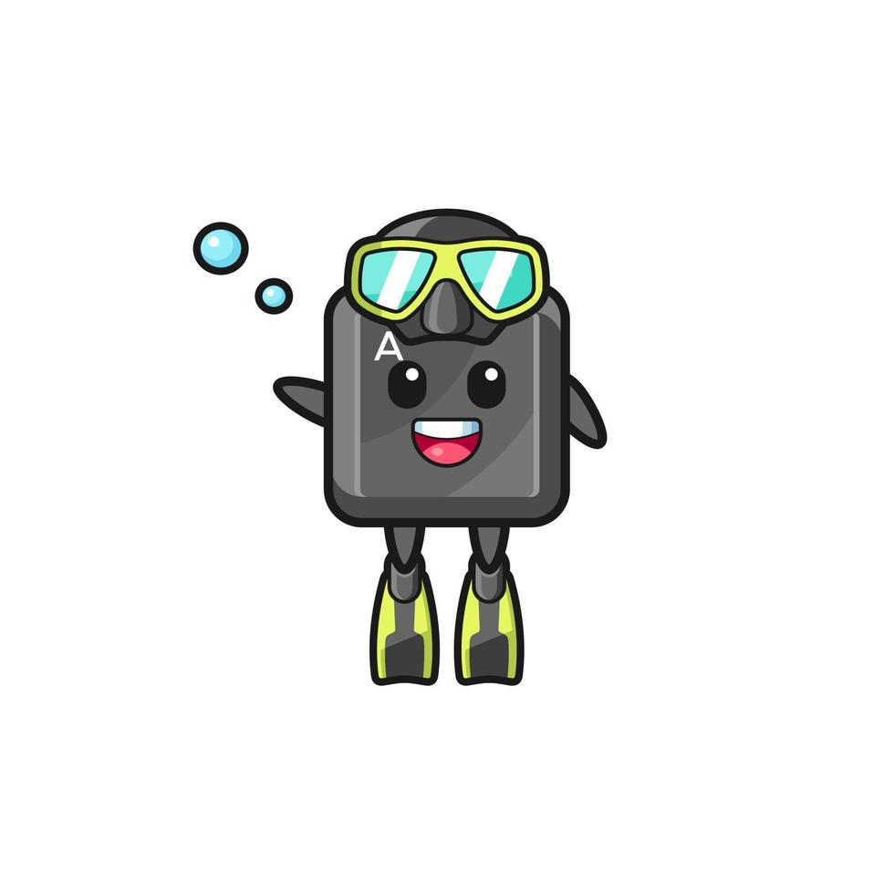 le personnage de dessin animé de plongeur de bouton de clavier vecteur