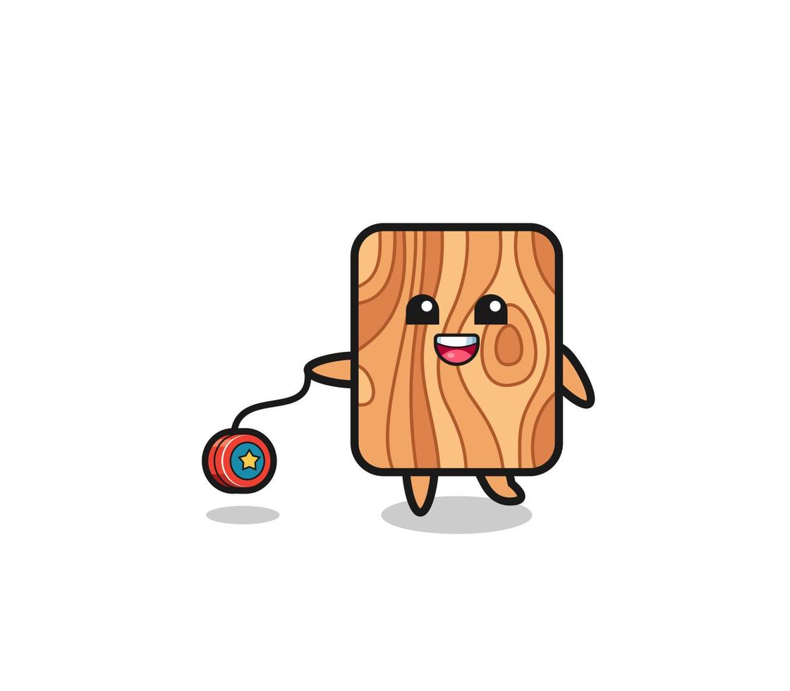 dessin animé de bois de planche mignon jouant un yoyo vecteur