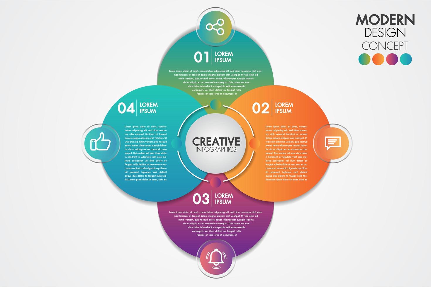 Élément d&#39;infographie d&#39;entreprise Modèle de diagramme de cercle Graphique en 4 étapes vecteur