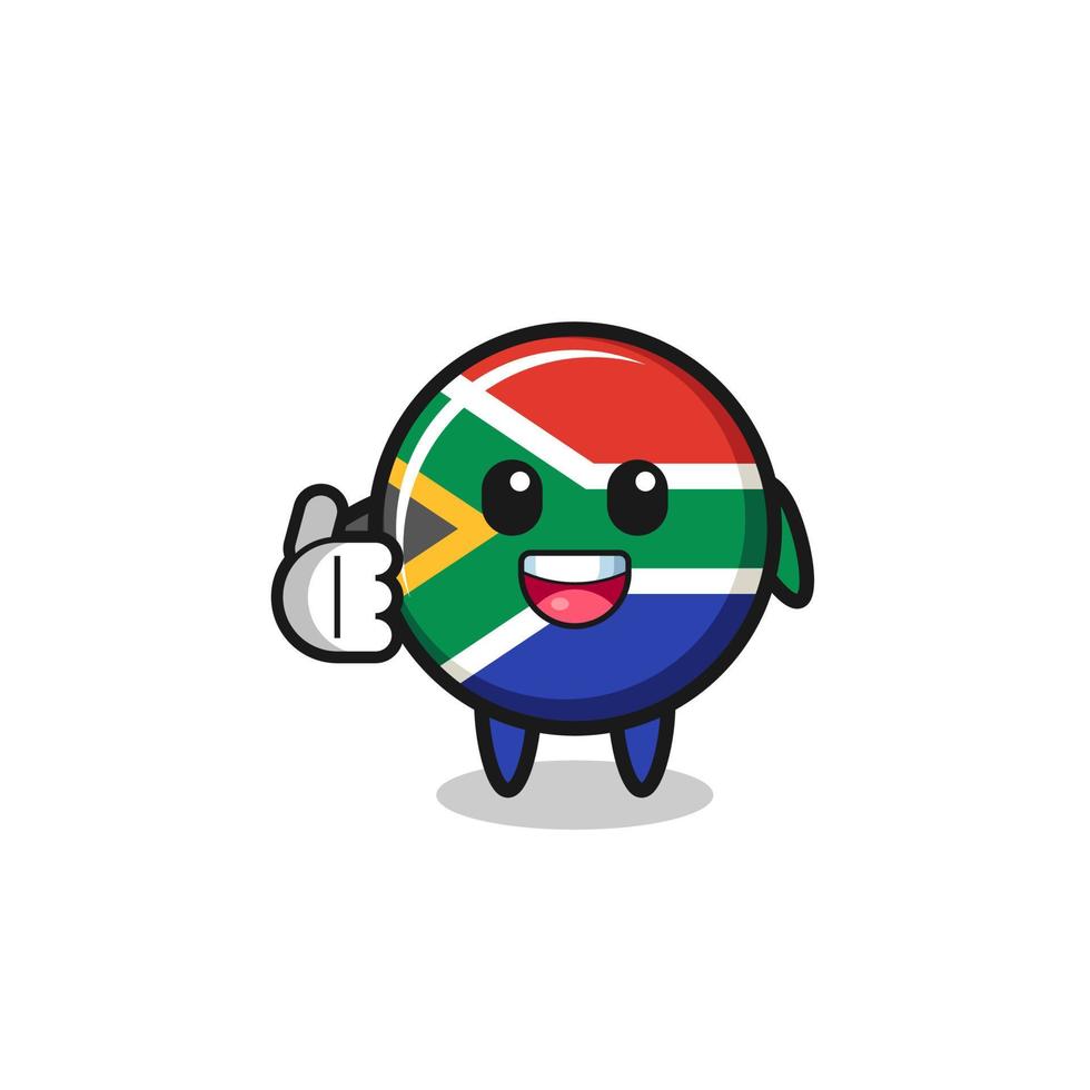 mascotte du drapeau de l'afrique du sud faisant le geste du pouce levé vecteur