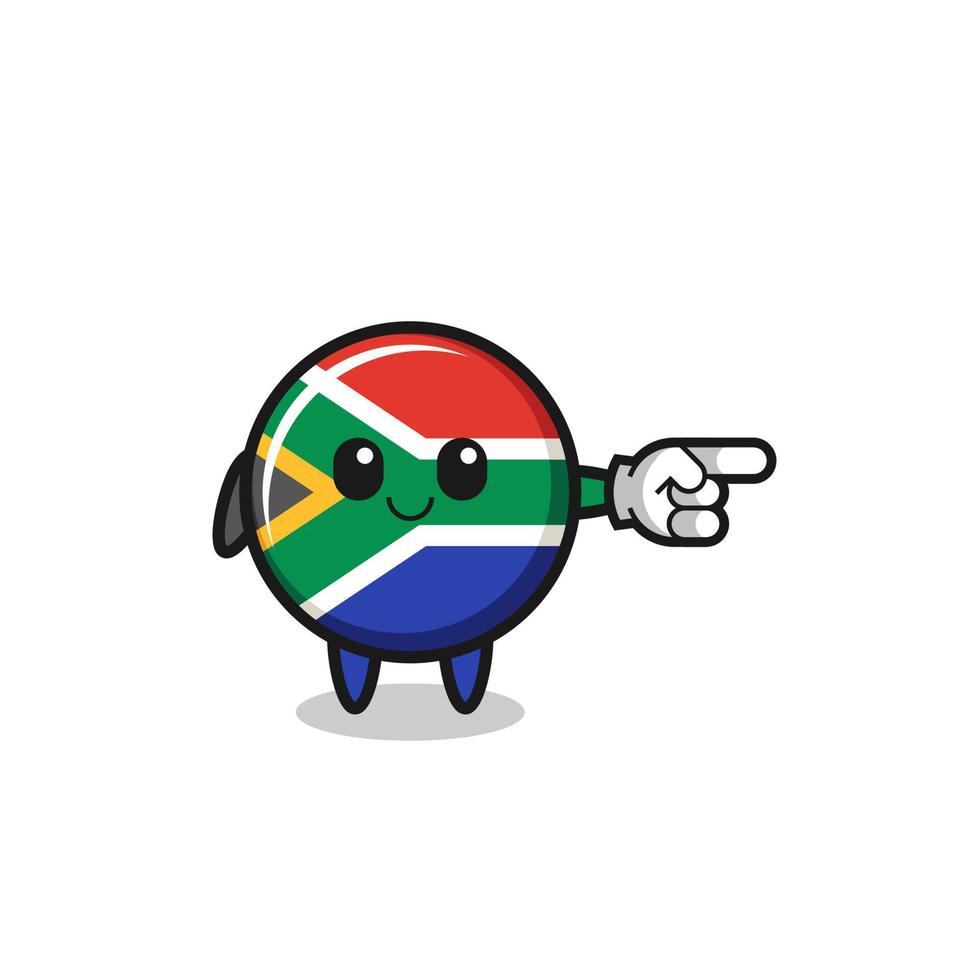 mascotte du drapeau de l'afrique du sud avec un geste pointant vers la droite vecteur