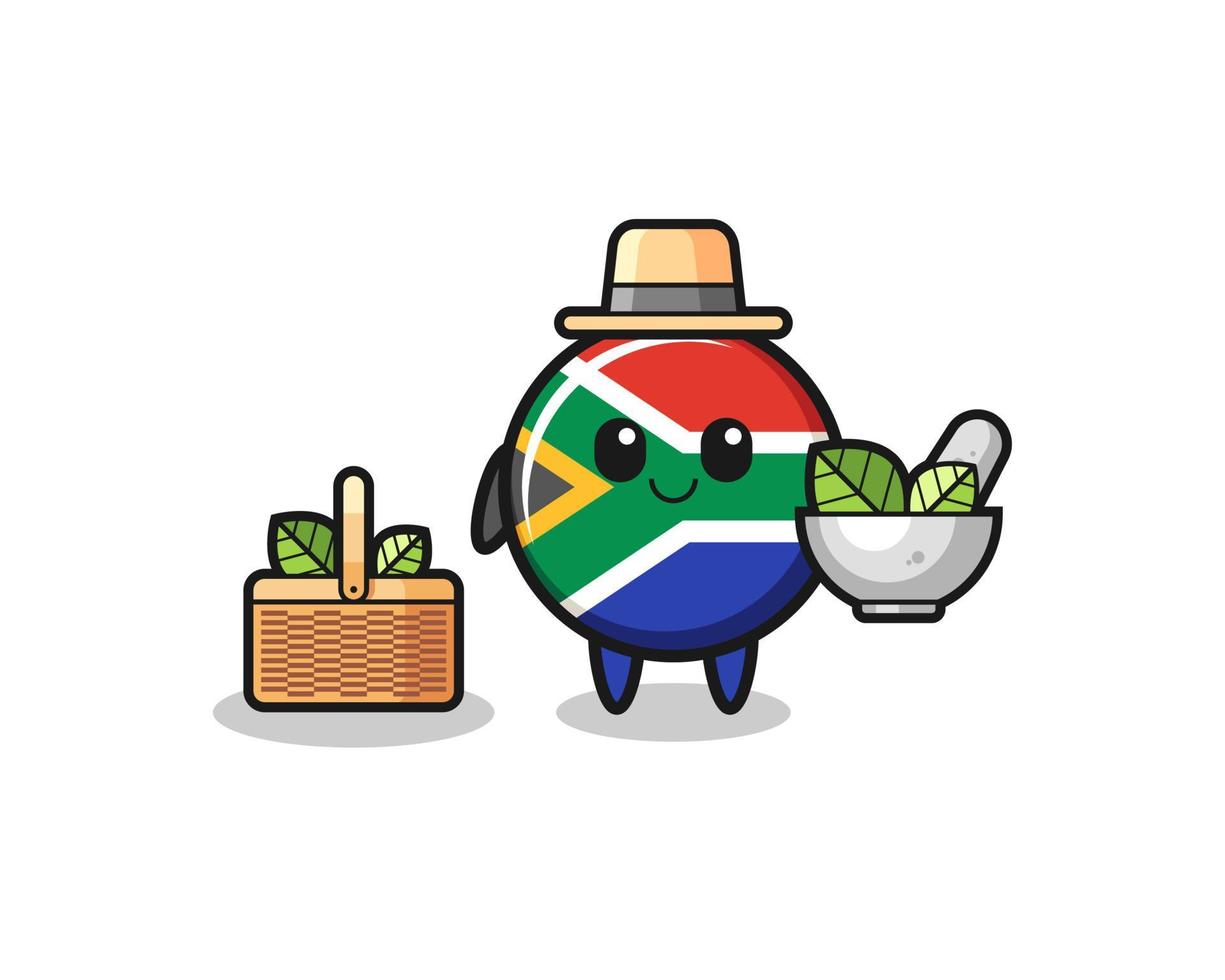 dessin animé mignon herboriste drapeau afrique du sud vecteur
