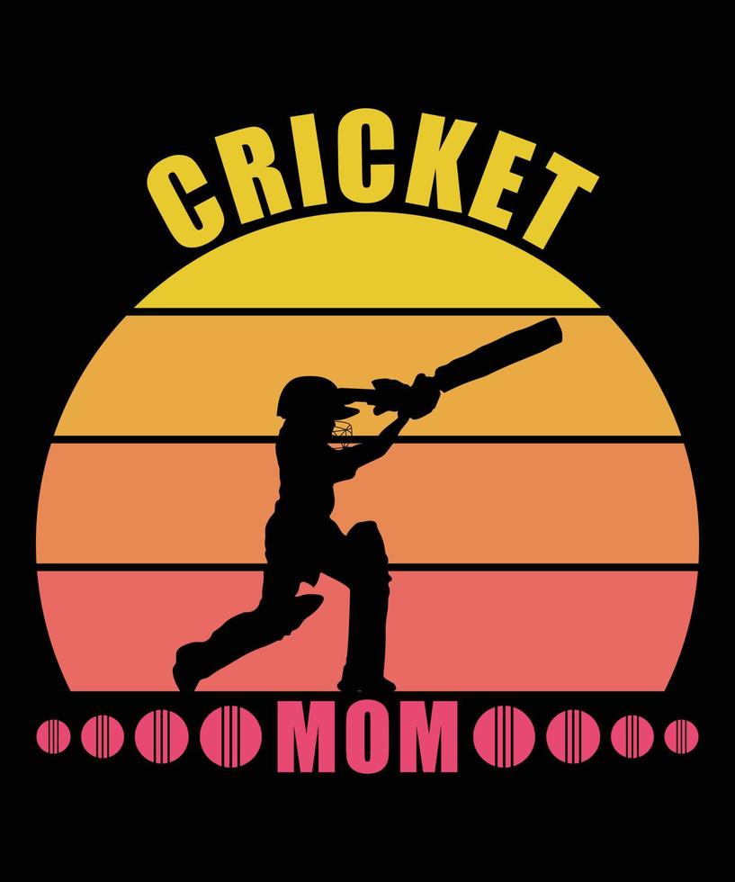 conception de t-shirt de vecteur de maman de cricket