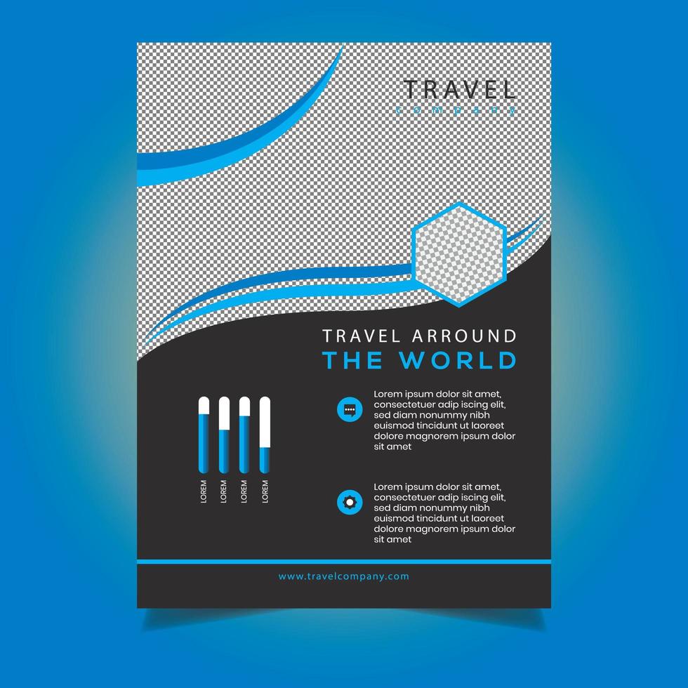 Modèle de Flyer de voyage d&#39;entreprise design bleu incurvé vecteur