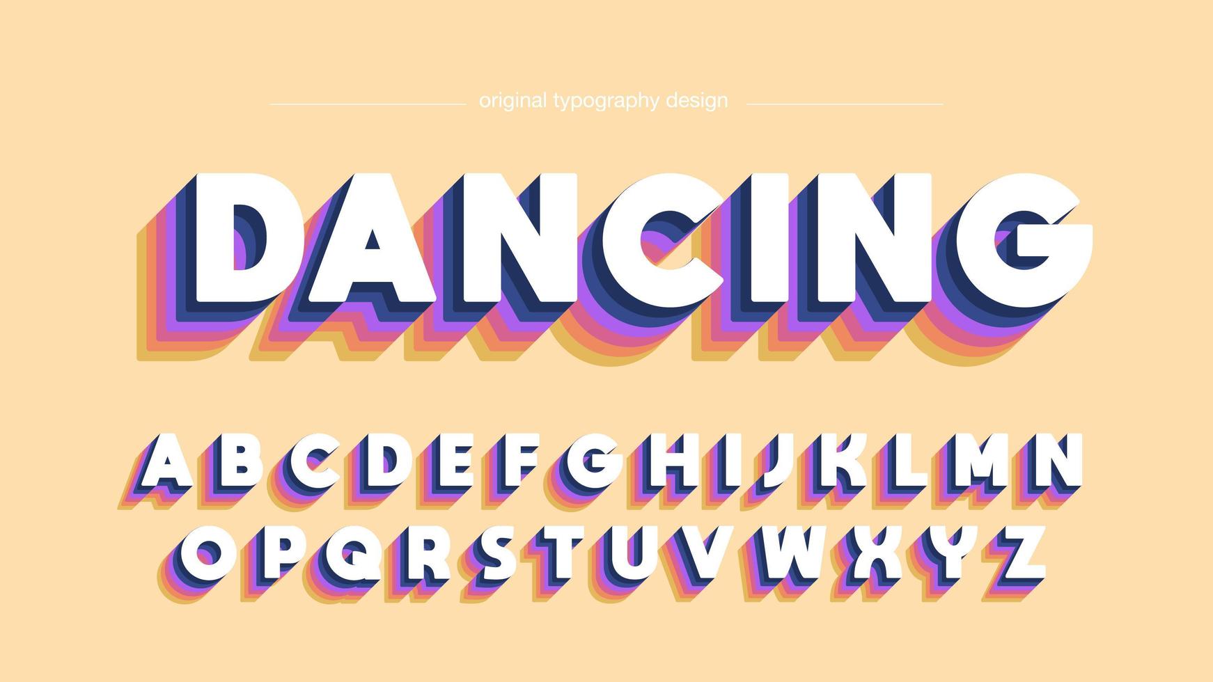 Typographie majuscule disco rétro colorée vecteur