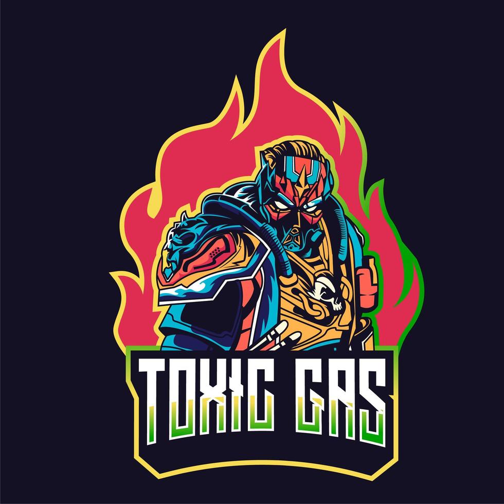 Emblème d&#39;esports de visage de gaz toxique de caractère vecteur