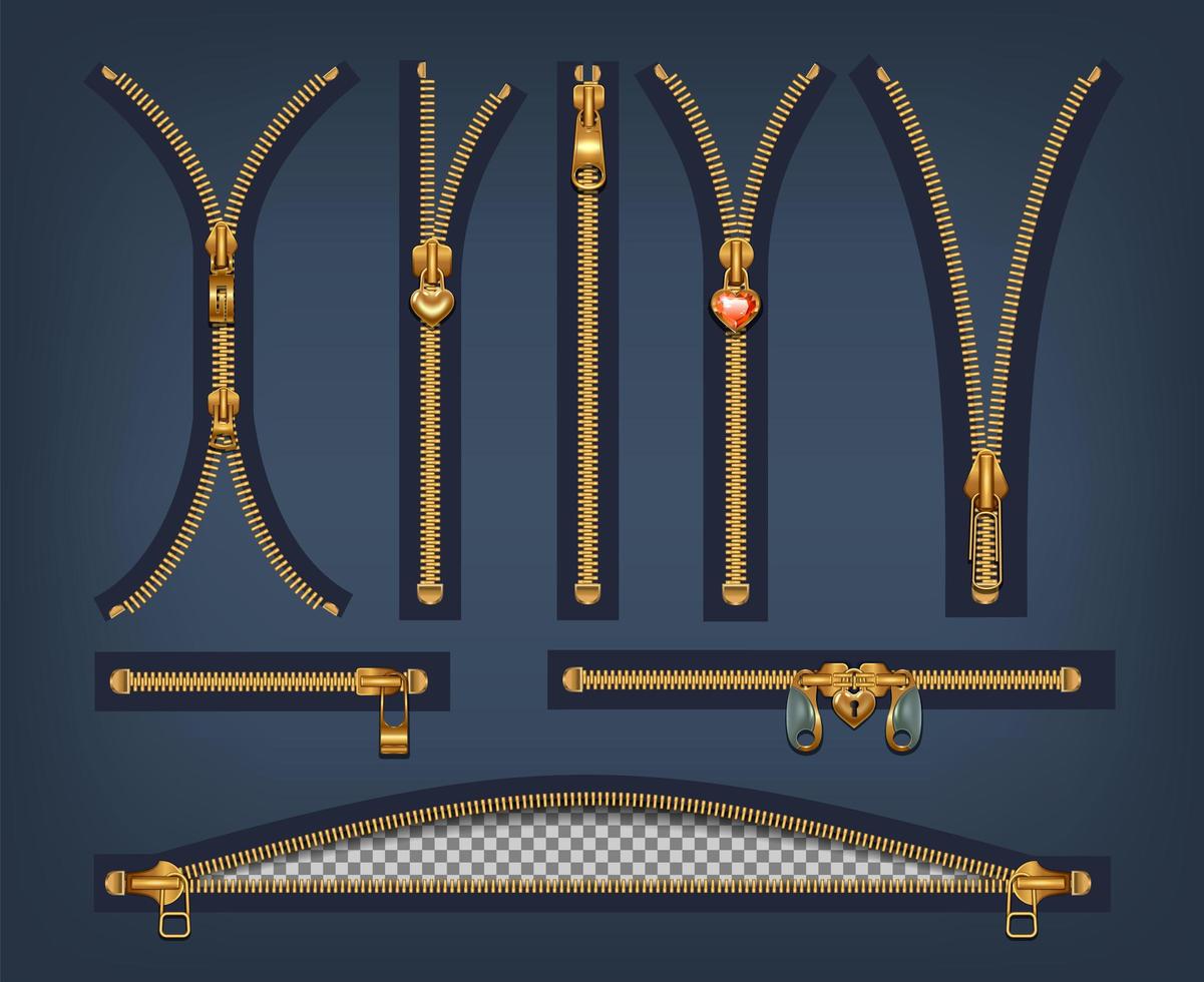 Ensemble fermeture éclair et fermoirs vecteur
