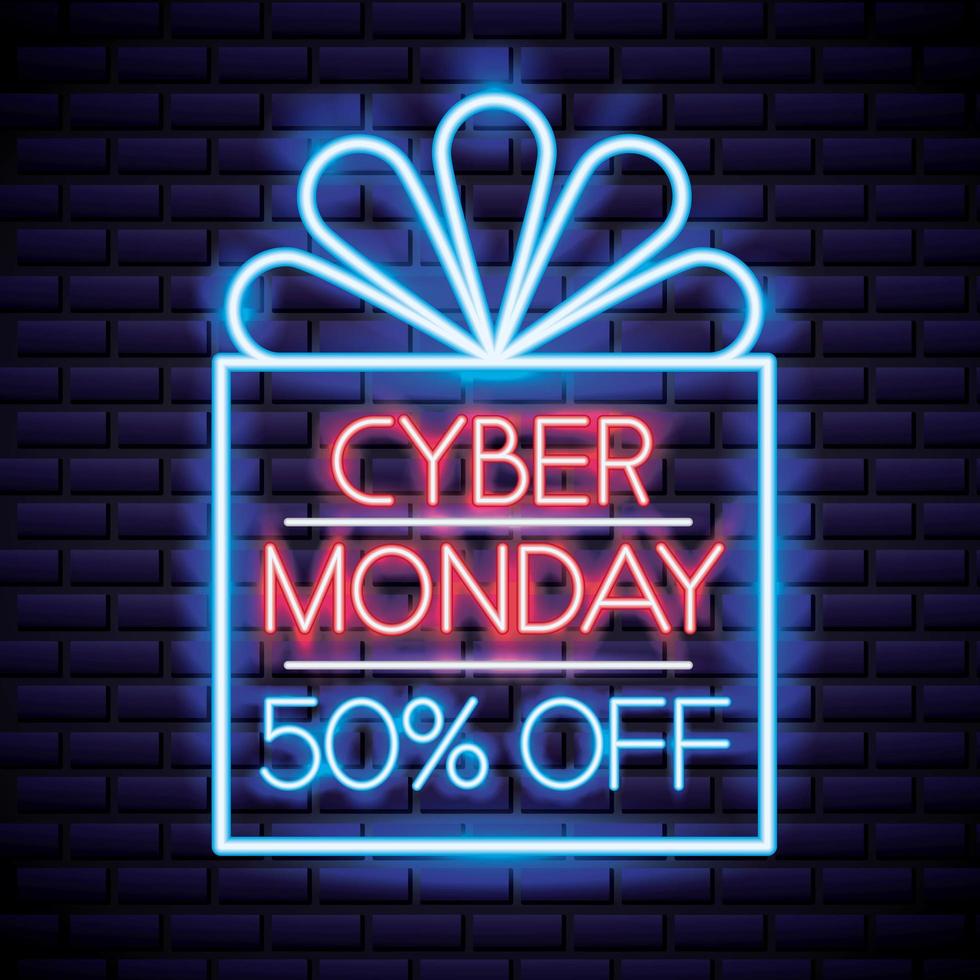 Enseigne au néon Cyber Monday vecteur