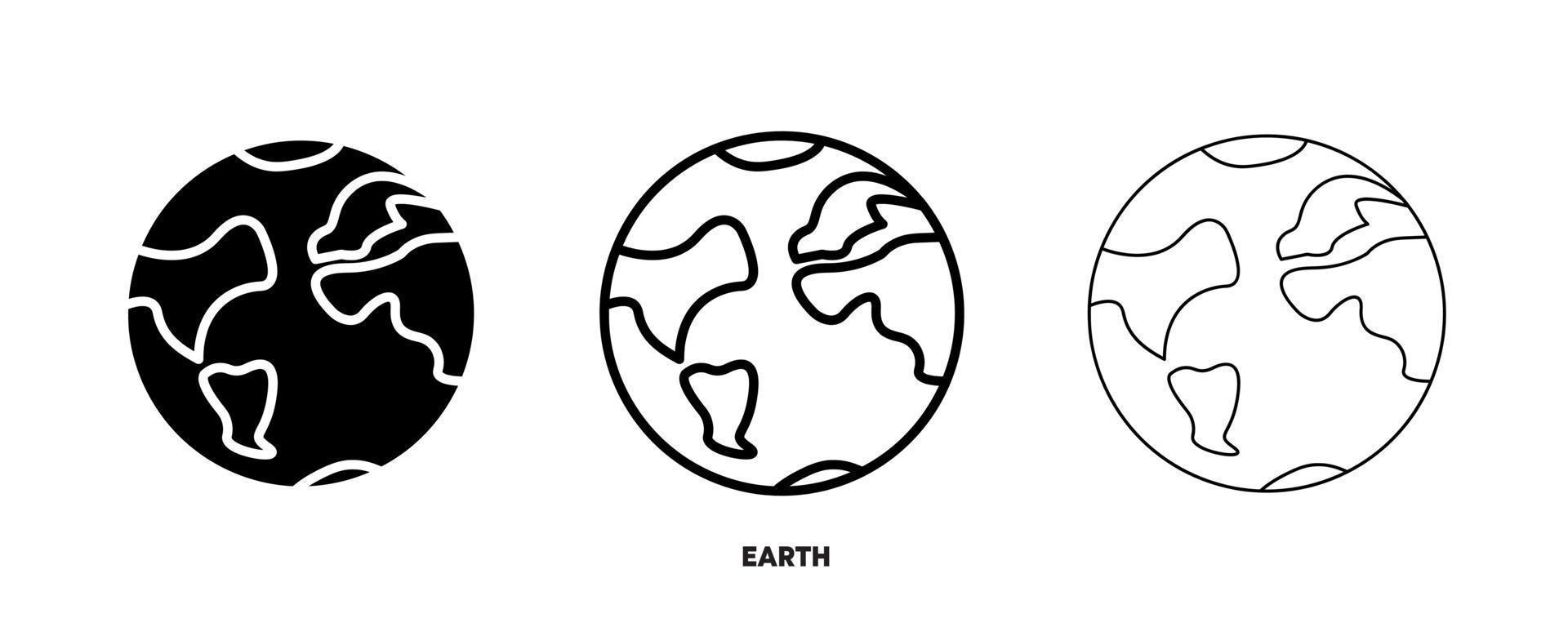 vecteur d'icône de planète terre. signe de la planète terre simple dans un style de conception moderne et un logo pour le site Web et l'application mobile. dessin modifiable et silhouette en un.