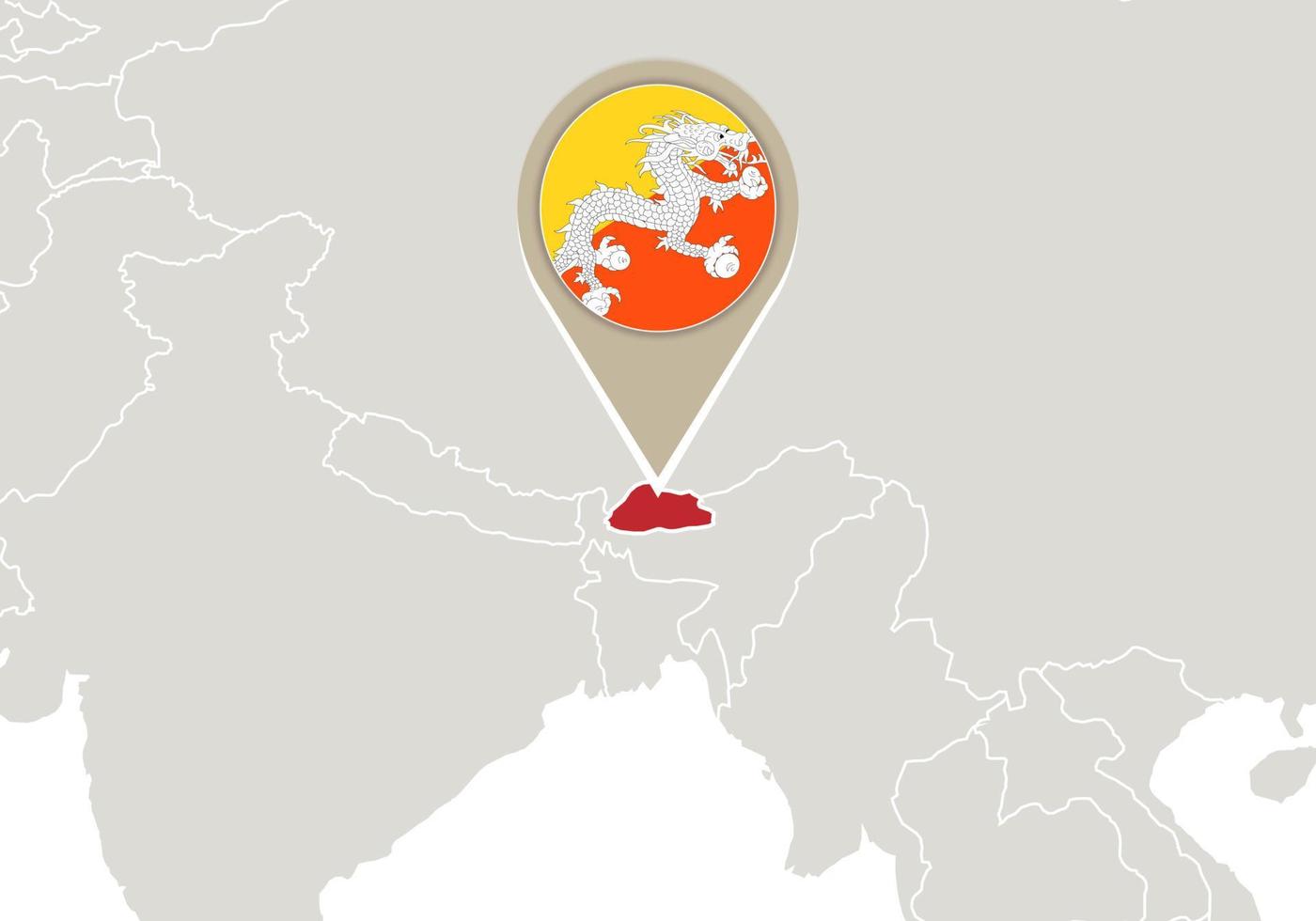Bhoutan sur la carte du monde vecteur