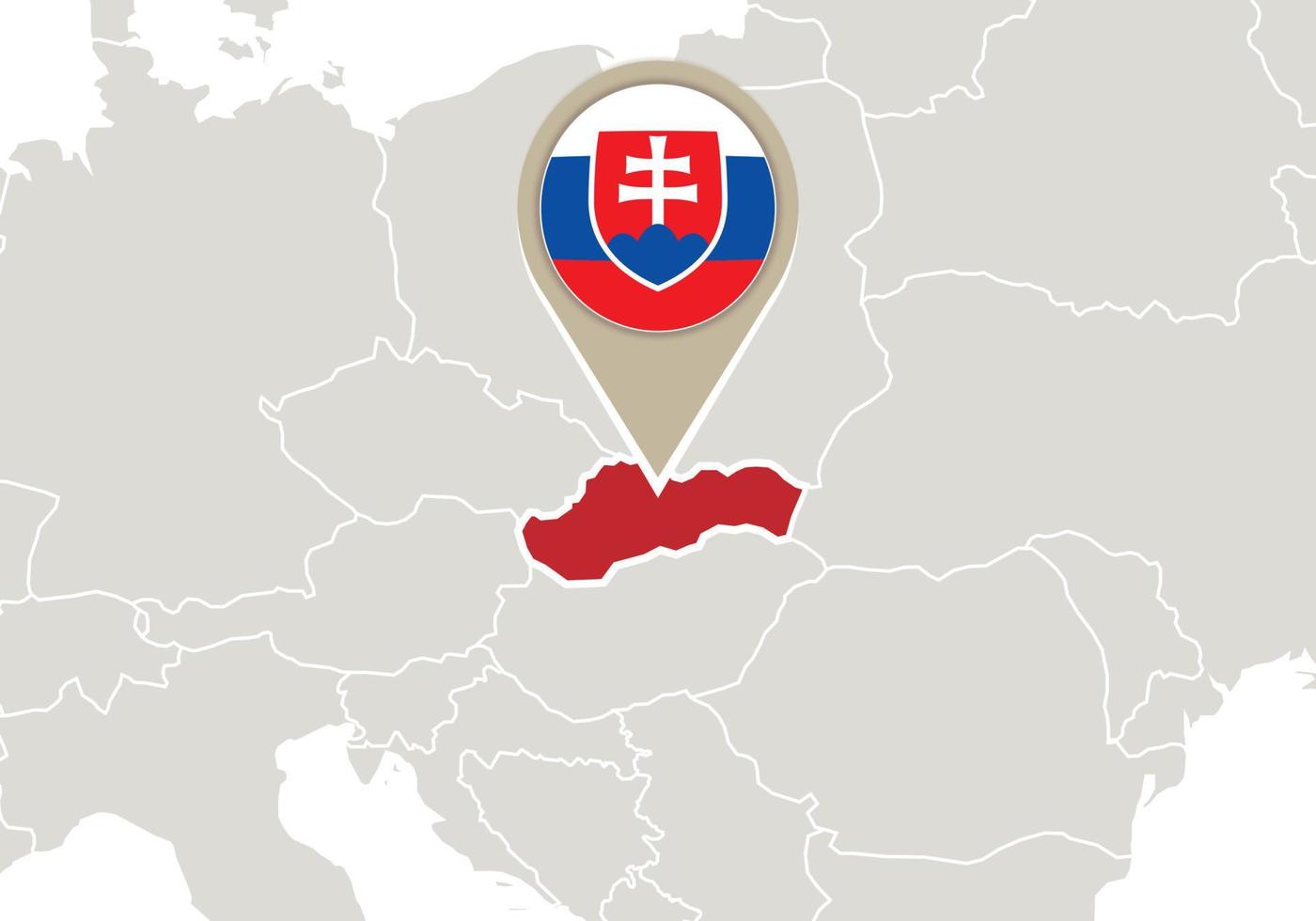 slovaquie sur la carte de l'europe vecteur