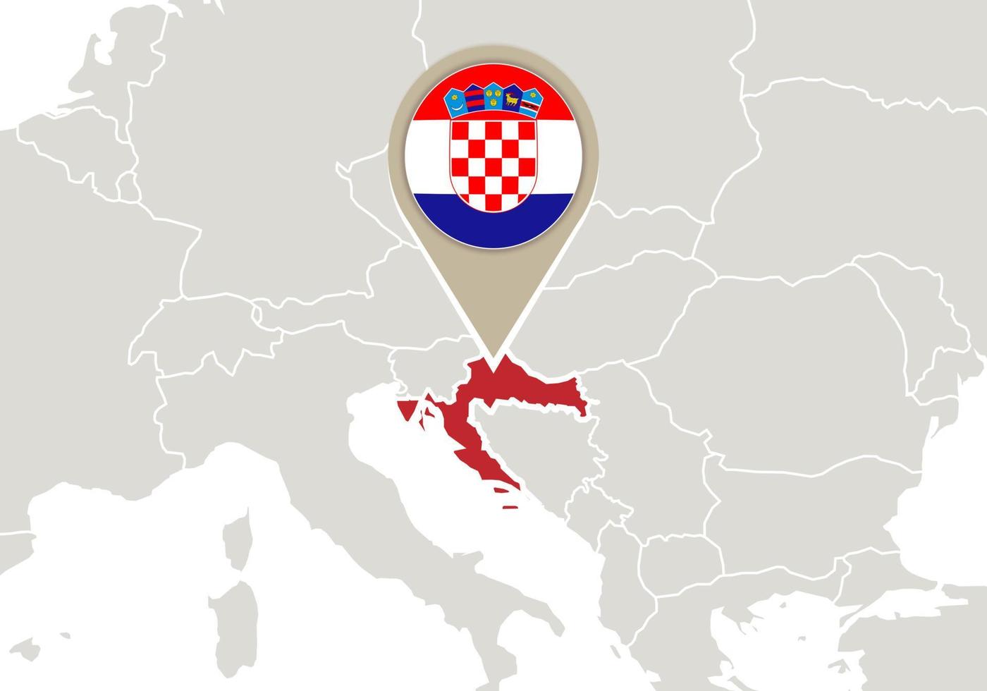 croatie sur la carte de l'europe vecteur