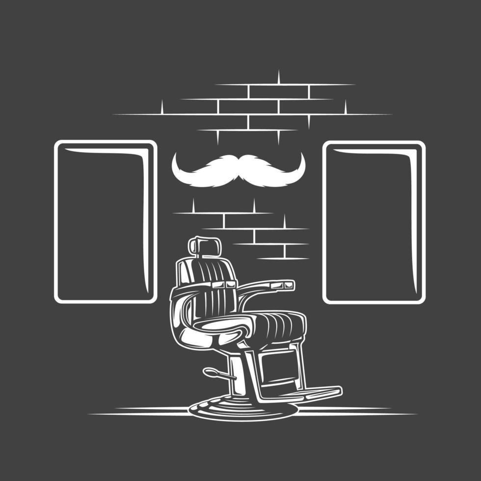 Chaise de barbier isolé sur fond noir vecteur